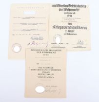 WW2 German Award Citation Group of Three