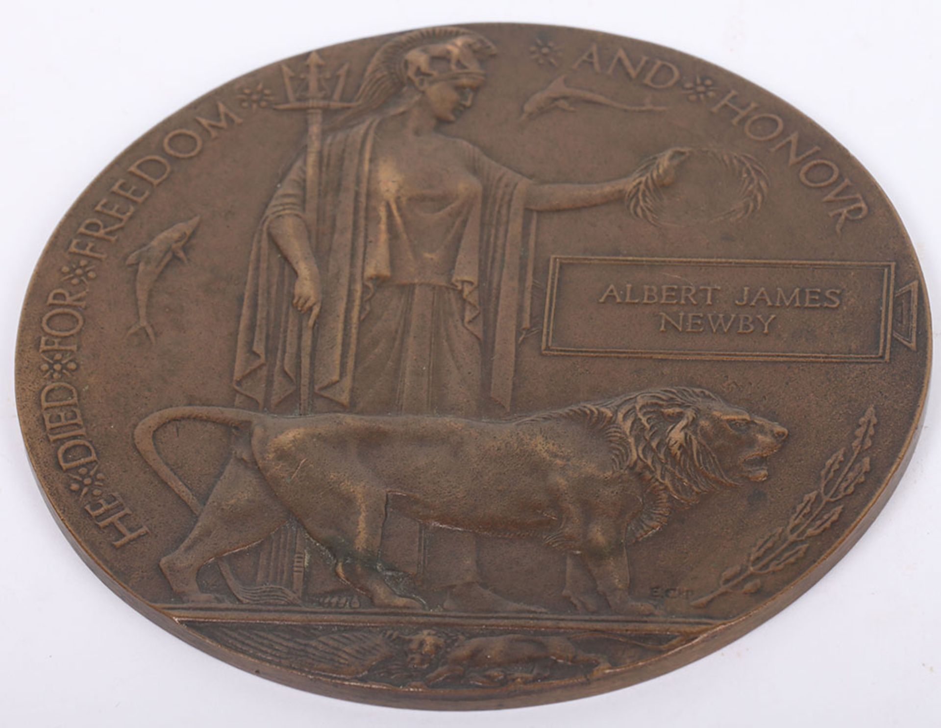 Great War Bronze Memorial Plaque Kings Own Scottish Borderers 1917 Casualty - Image 3 of 3