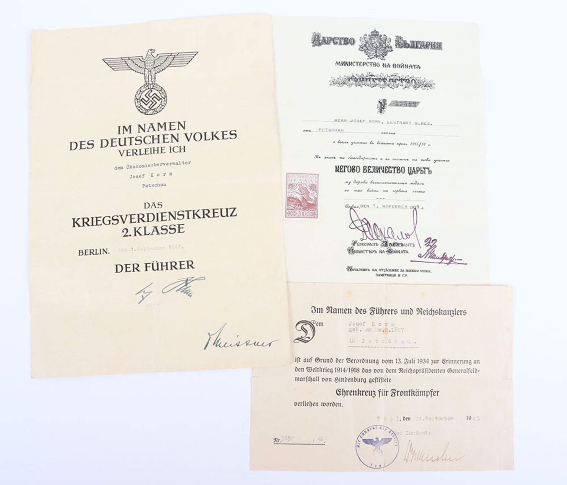 WW2 German Citation Group of Three - Image 2 of 8