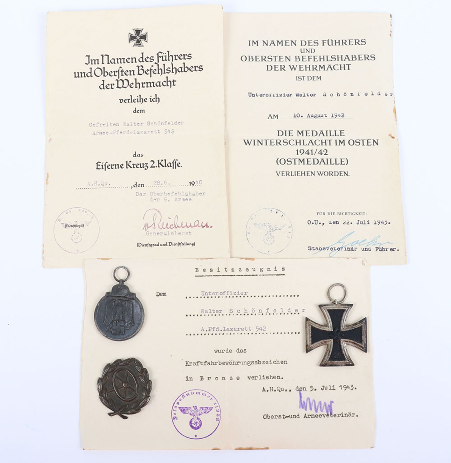 WW2 German Iron Cross 2nd Class Award and Citation Grouping - Image 2 of 10