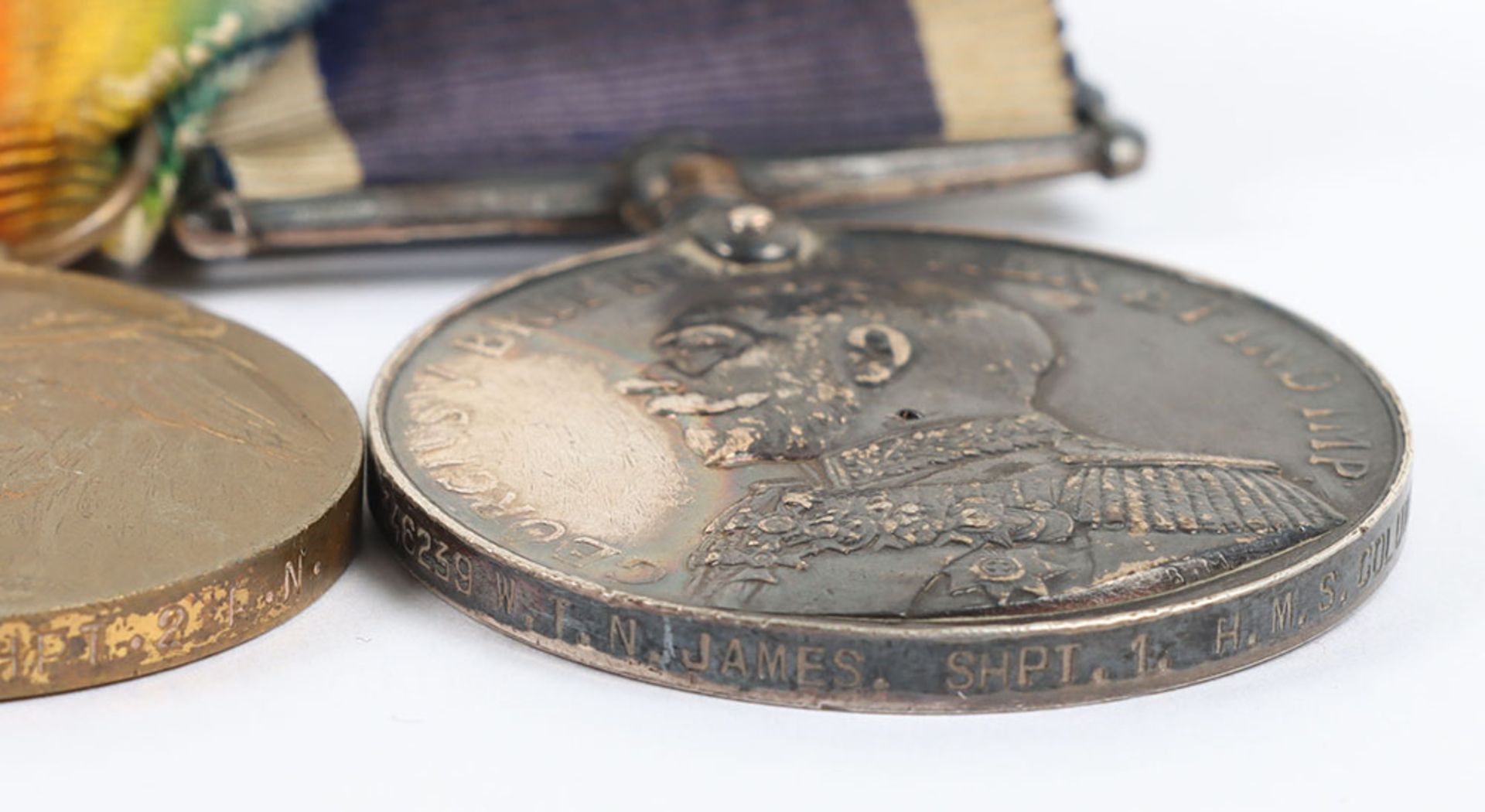 A Great War Naval Long Service Medal Group of 4, HMS COLUMBINE - Bild 5 aus 10