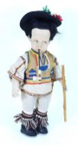 A Lenci felt doll in traditional Mexican costume, series 300, Italian circa 1930,