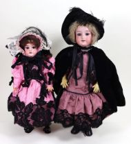Two dolls including an Armand Marseille Floradora bisque head girl doll, German circa 1910,