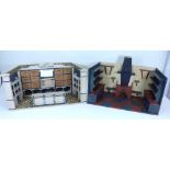 Two modern wooden room sets and a boat,