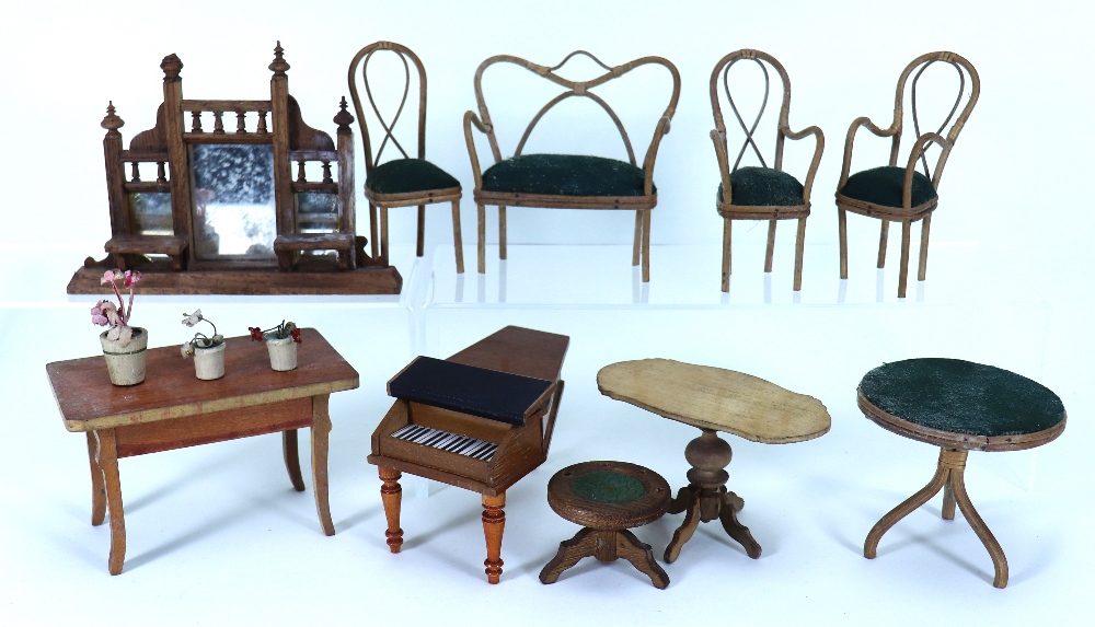 A good amount of Victorian German wooden Dolls House furniture