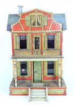 A small Moritz Gottschalk blue roof dolls house, model 4240, German circa 1890,