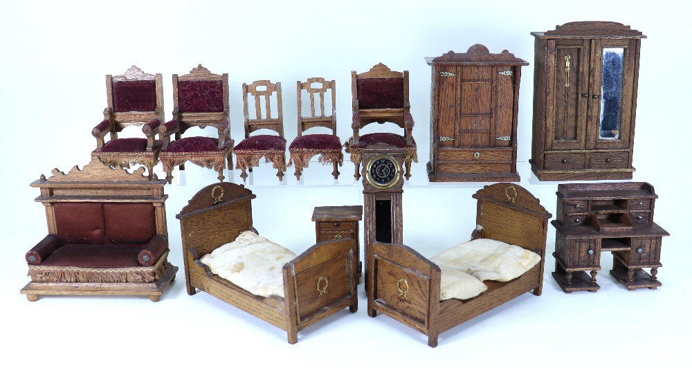 A good amount of Victorian German wooden Dolls House furniture