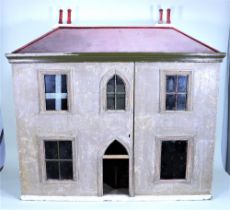 A large painted wooden dolls house for restoration, English, mid 19th century,
