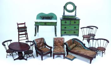 Interesting set of wooden dolls house furniture, made by William Steer a Shoemaker of The Queens Bui