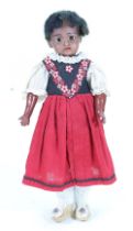 A small Simon & Halbig 1079 black bisque head doll, German circa 1910,