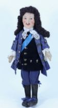 A very rare Chad Valley King Charles II cloth doll, English 1930s,