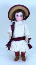 A good early portrait Jumeau bisque head Bebe doll, size 2, French circa 1880,
