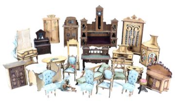 Collection of wooden Dolls House furniture, German 1880s/90s,