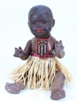 A Heubach Koppelsdorf 399 black bisque head baby doll, German circa 1910,