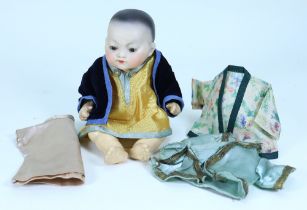 Charming small Armand Marseille ELLA oriental bisque head baby doll, German circa 1913,