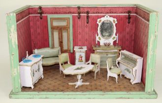 A painted wooden room set with a good set of Victor-Francois Bolant wooden dining room furniture, ci