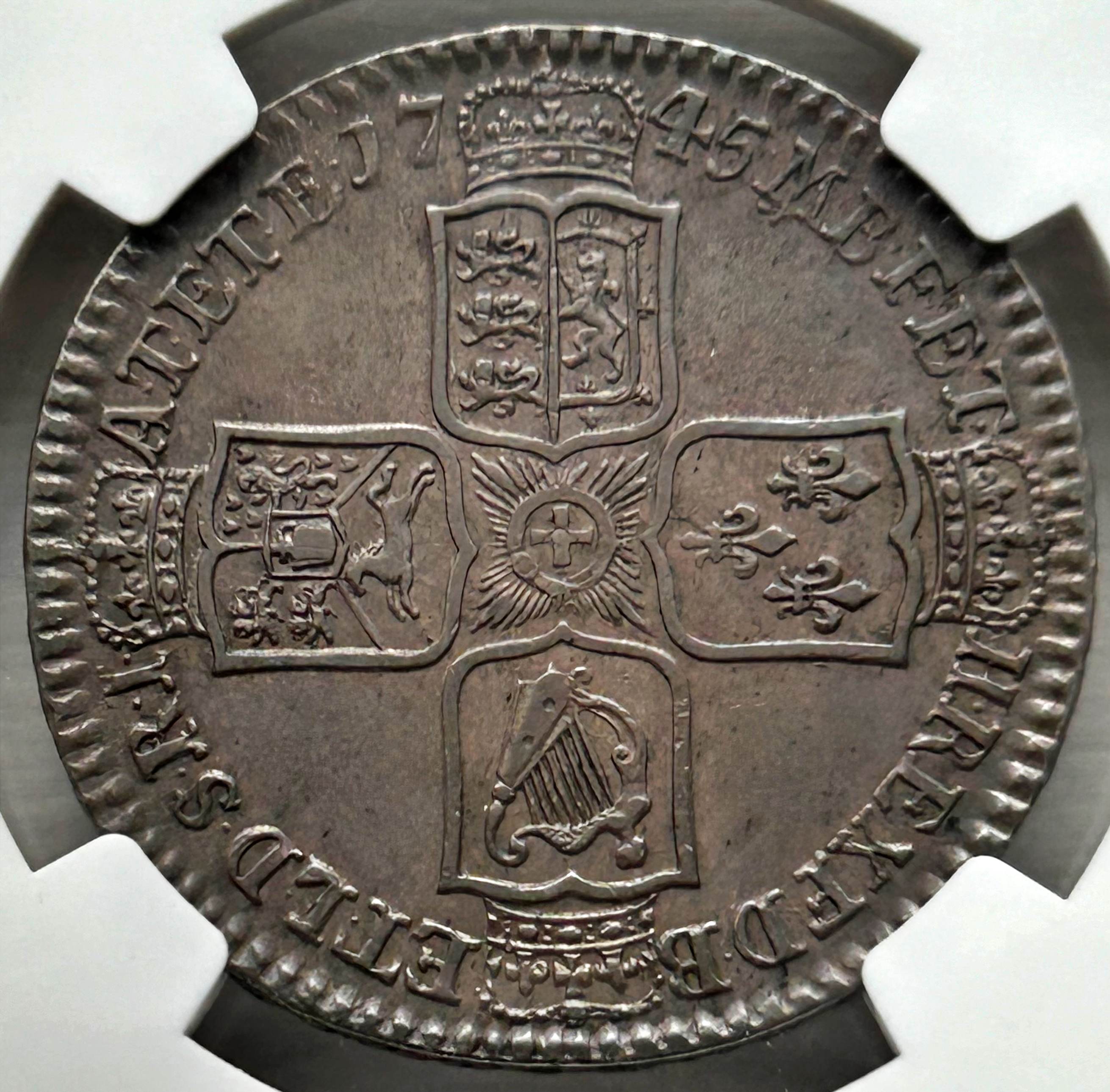 NGC – George II (1727-1760), Halfcrown, 1745 LIMA - Image 4 of 4