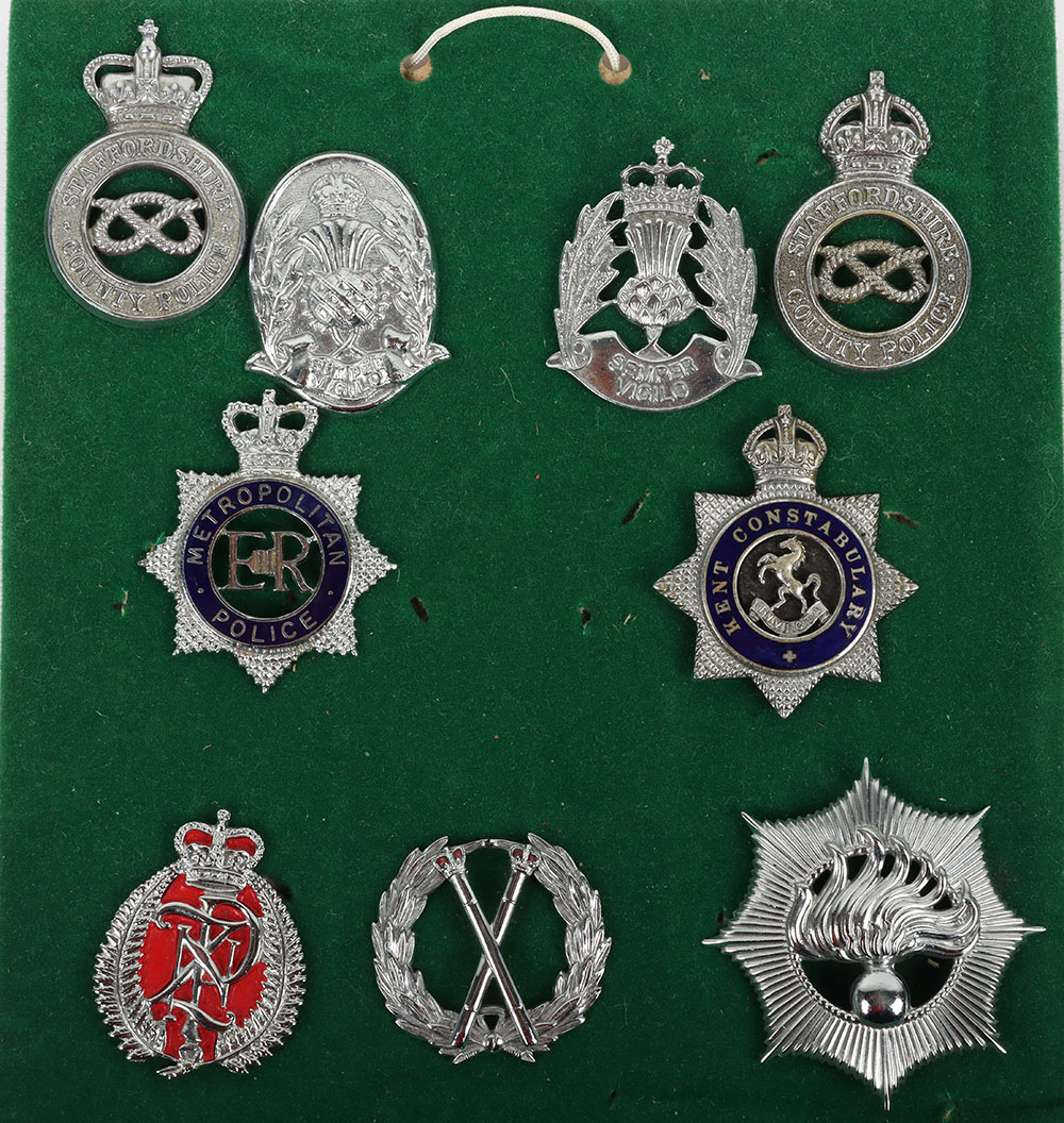 Police / Constabulary Cap Badges: Selection mounted on card to include ...