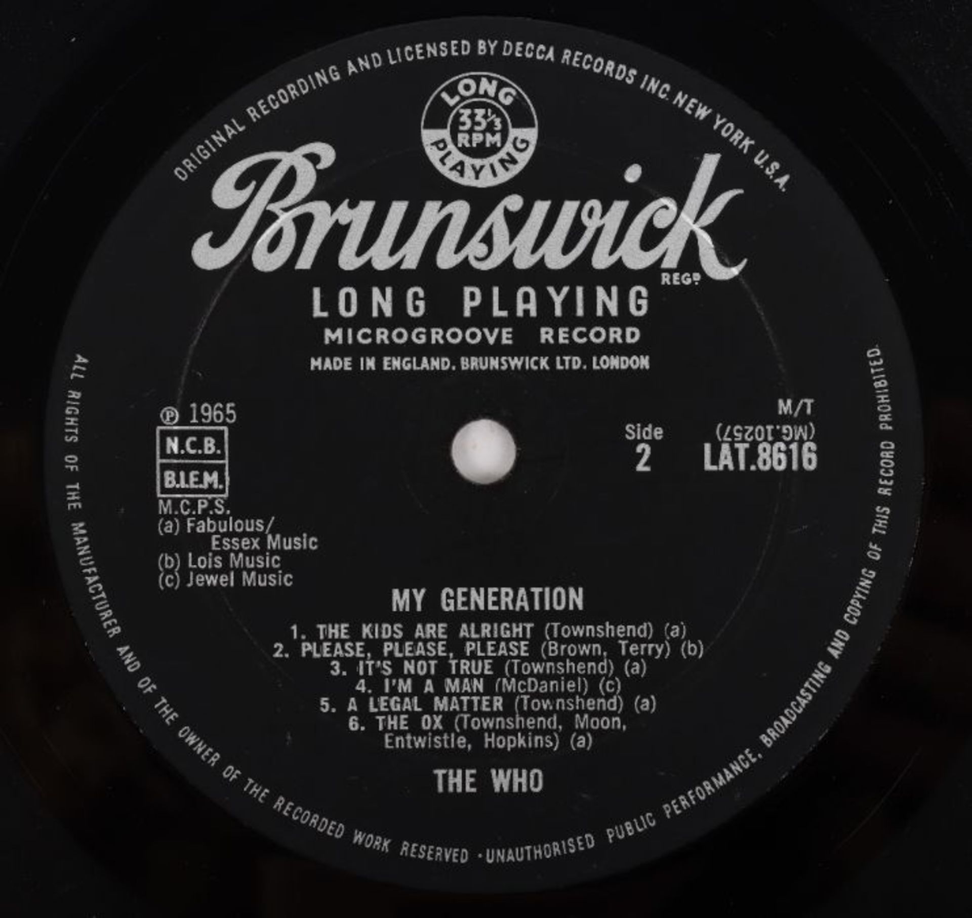 The Who-My Generation Vinyl LP, Album, Label: Brun - Bild 5 aus 7