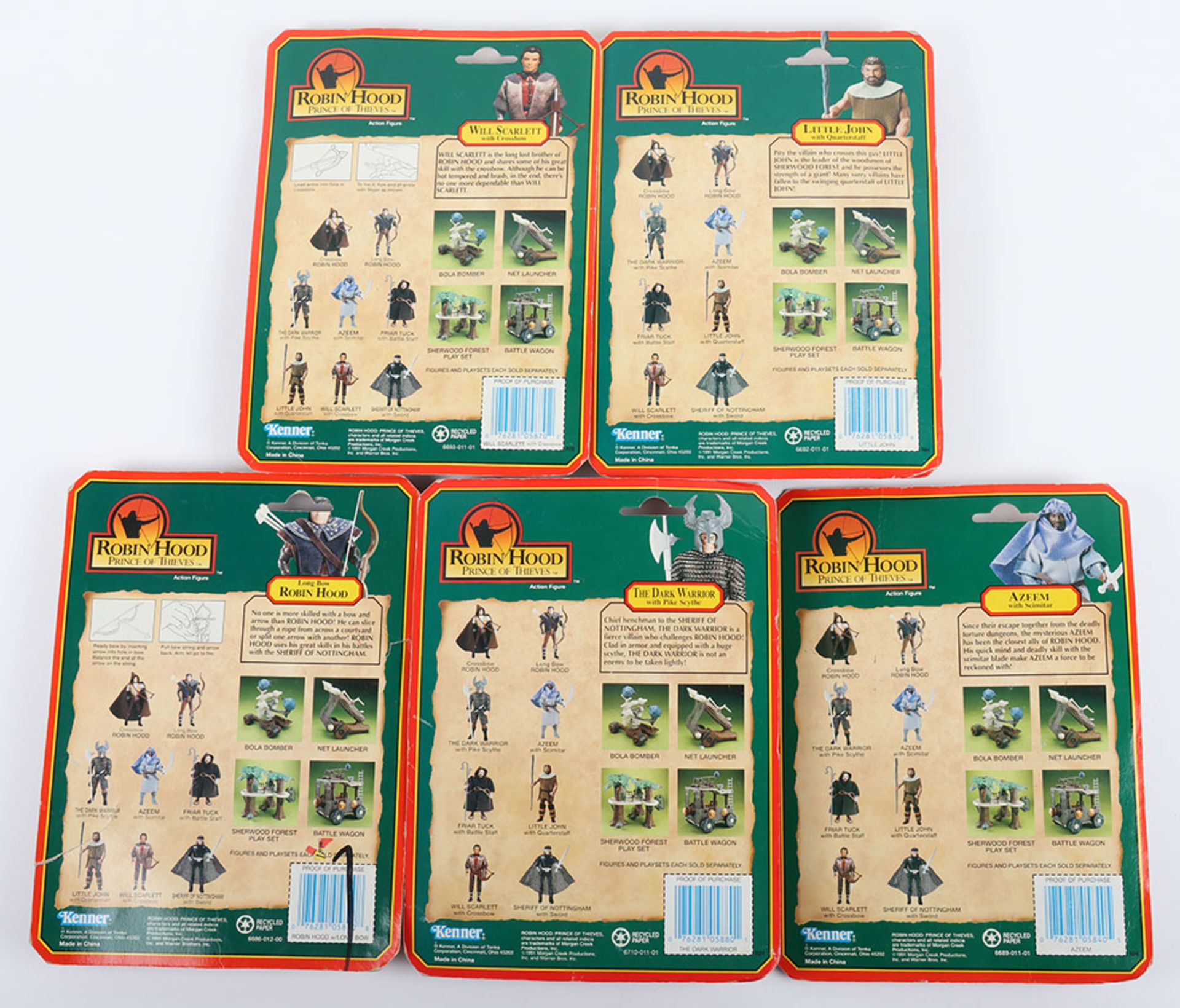 Five Kenner Robin Hood Prince of Thieves Carded Figures - Bild 2 aus 2