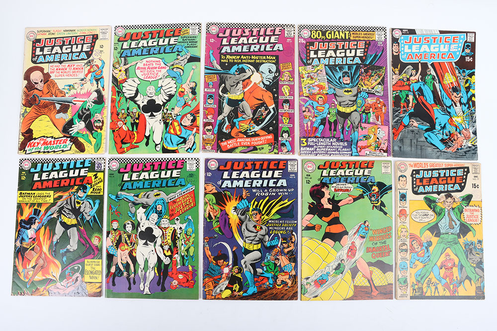 Ten Vintage Justice League of America Silver Age DC Comics, cover price ...