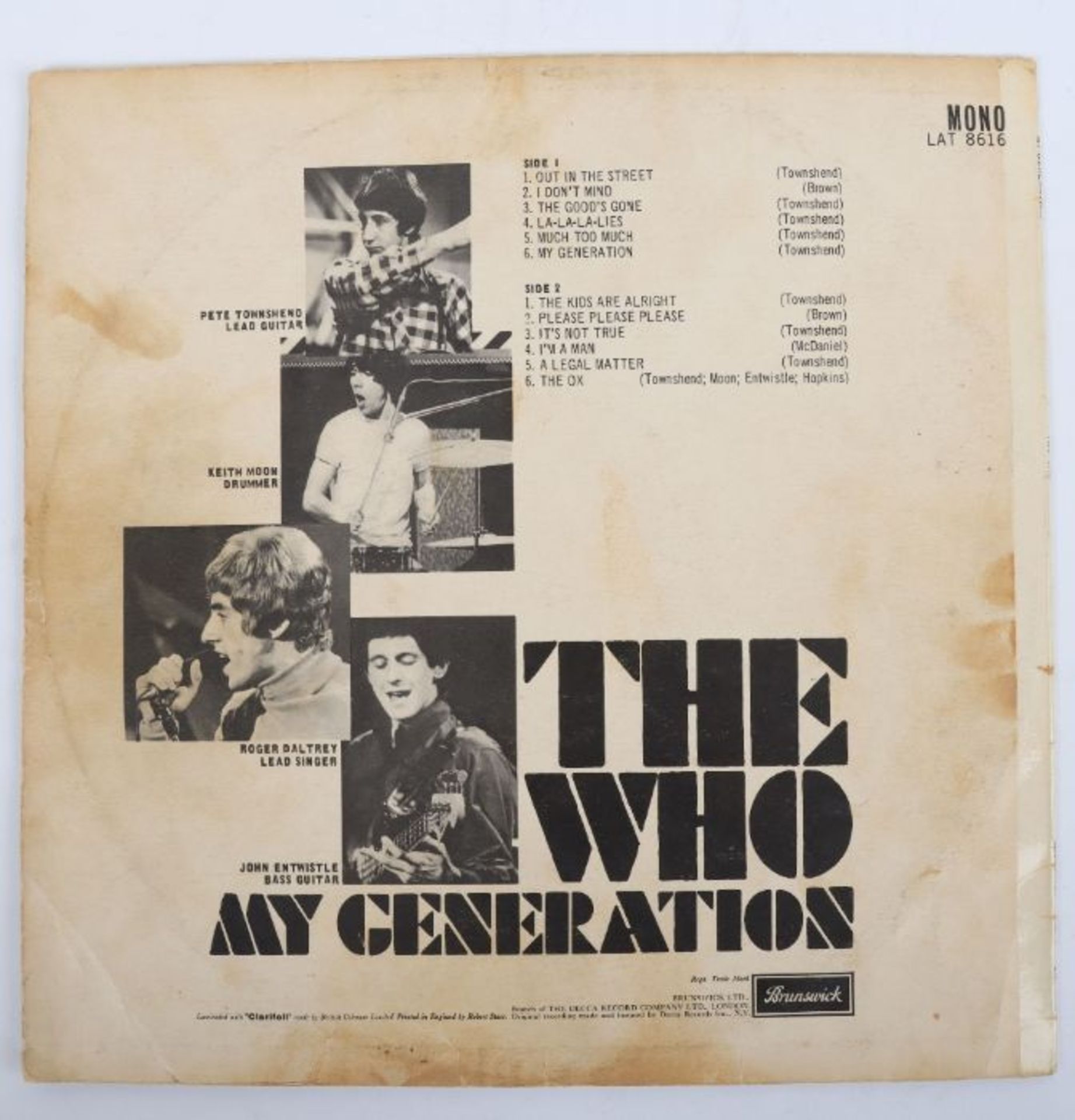 The Who-My Generation Vinyl LP, Album, Label: Brun - Bild 3 aus 7