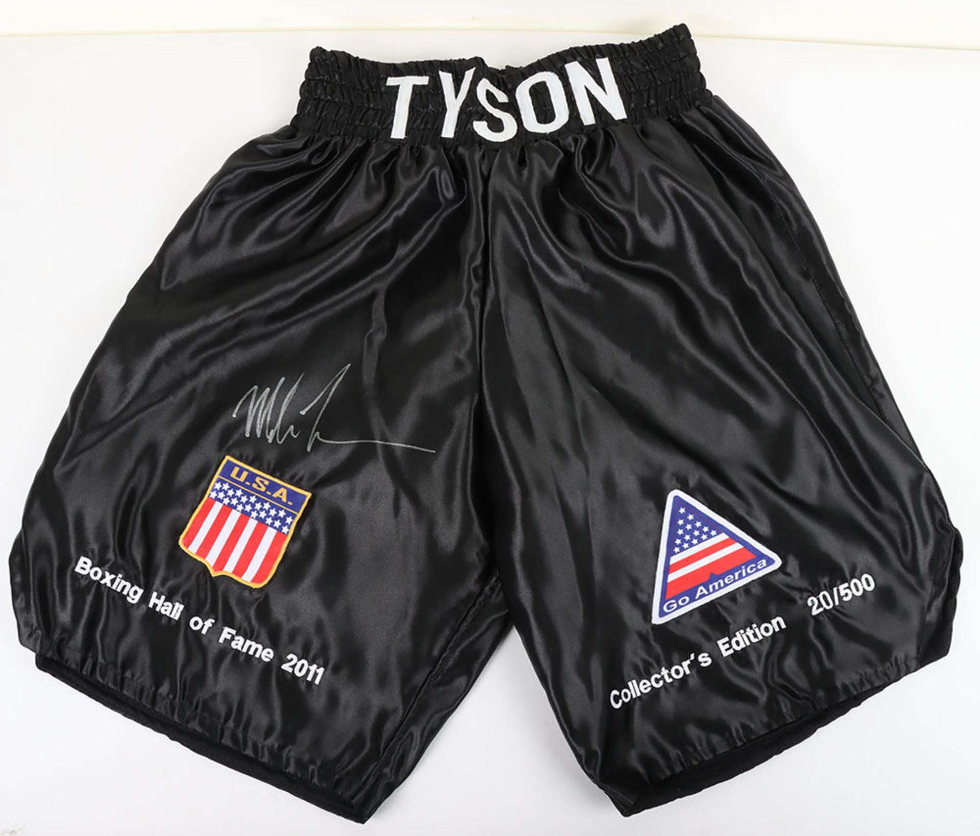 Mike Tyson A pair of signed boxing shorts