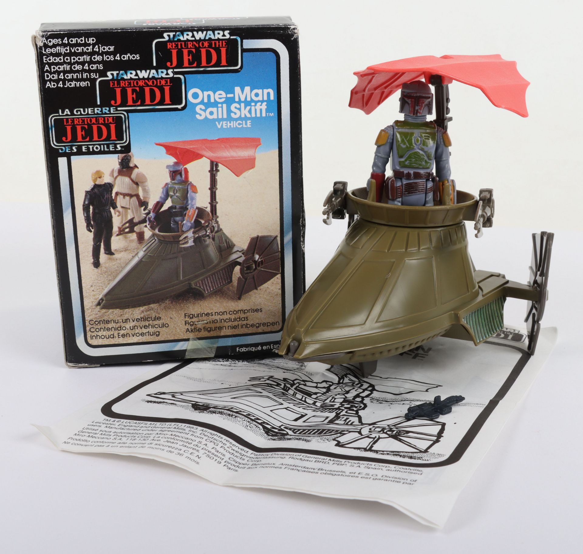 Vintage Boxed Clipper Made In Spain Star Wars Return Of The Jedi Tri Logo One-Man Sail Skiff