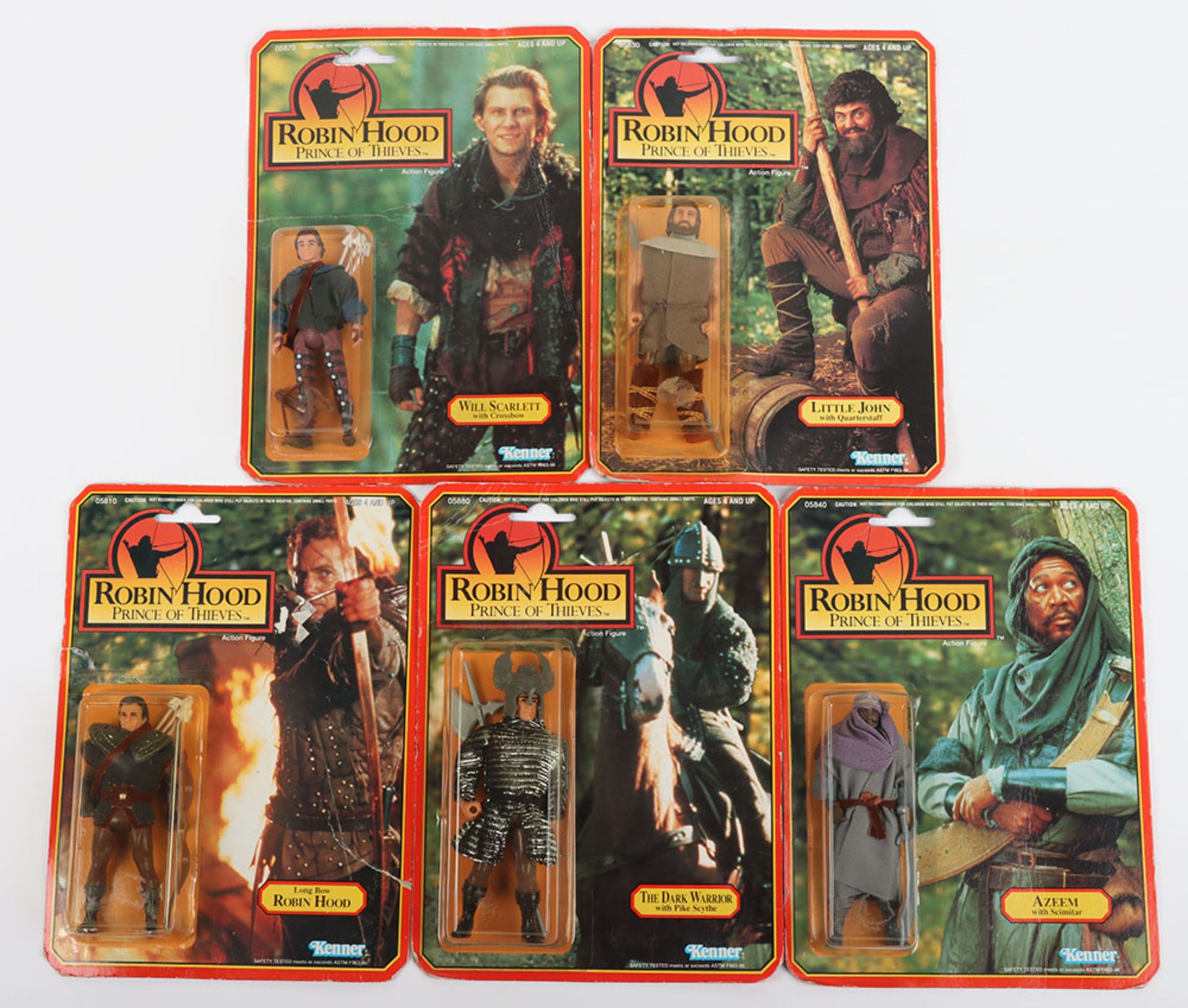 Five Kenner Robin Hood Prince of Thieves Carded Figures