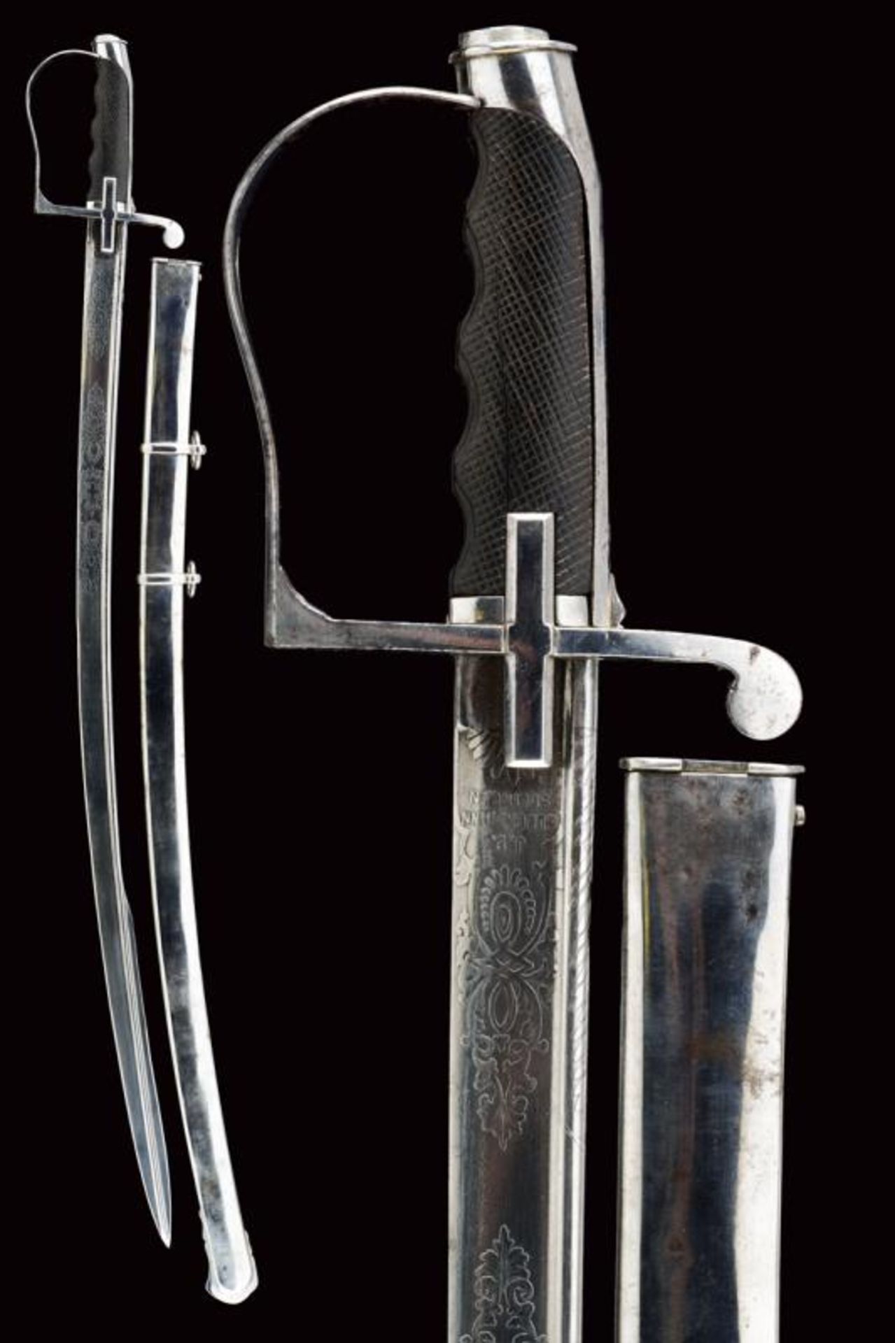 An 1855 model officer's sabre with damascus steel blade