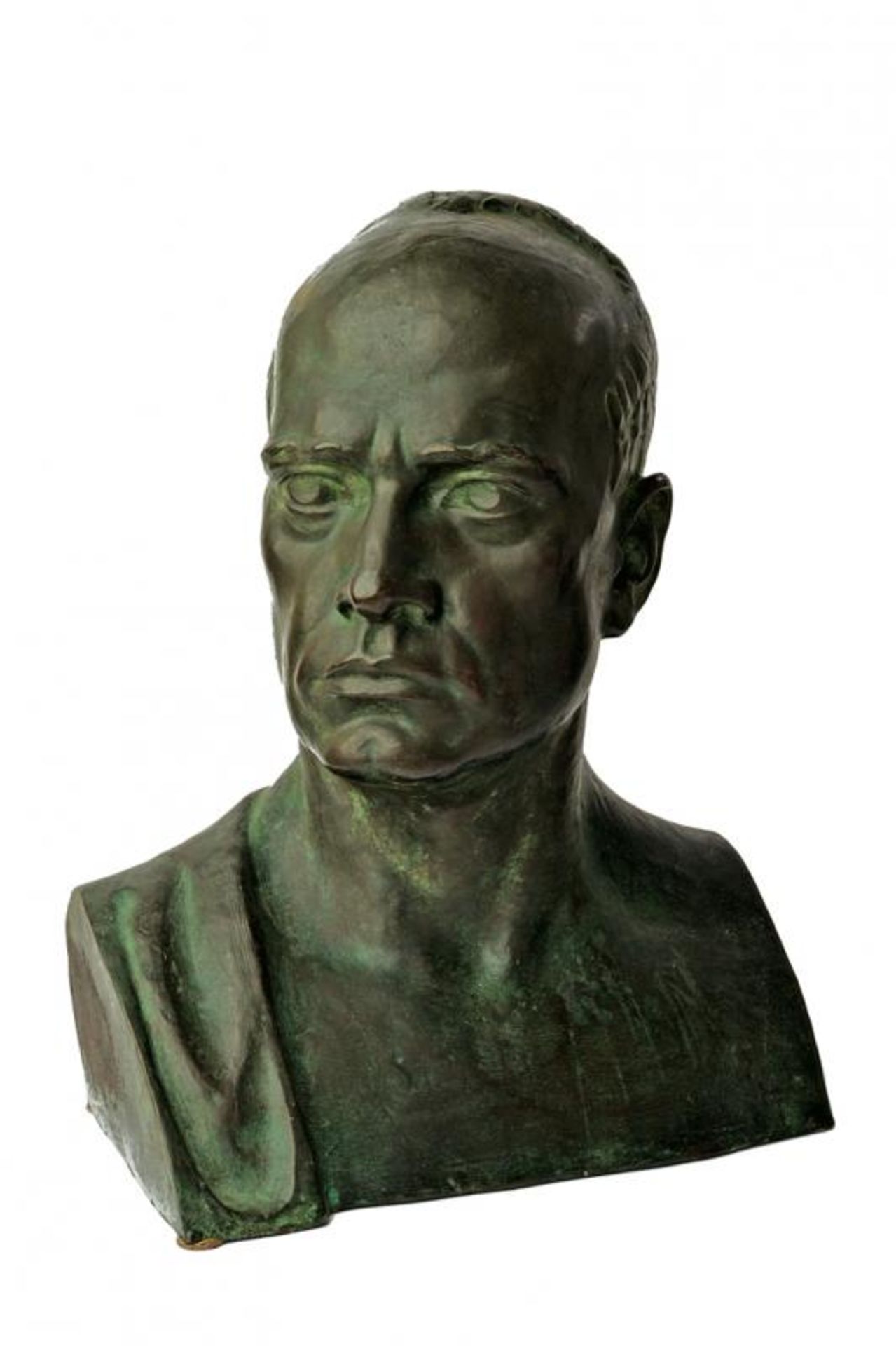 A big bronze sculpture of Mussolini