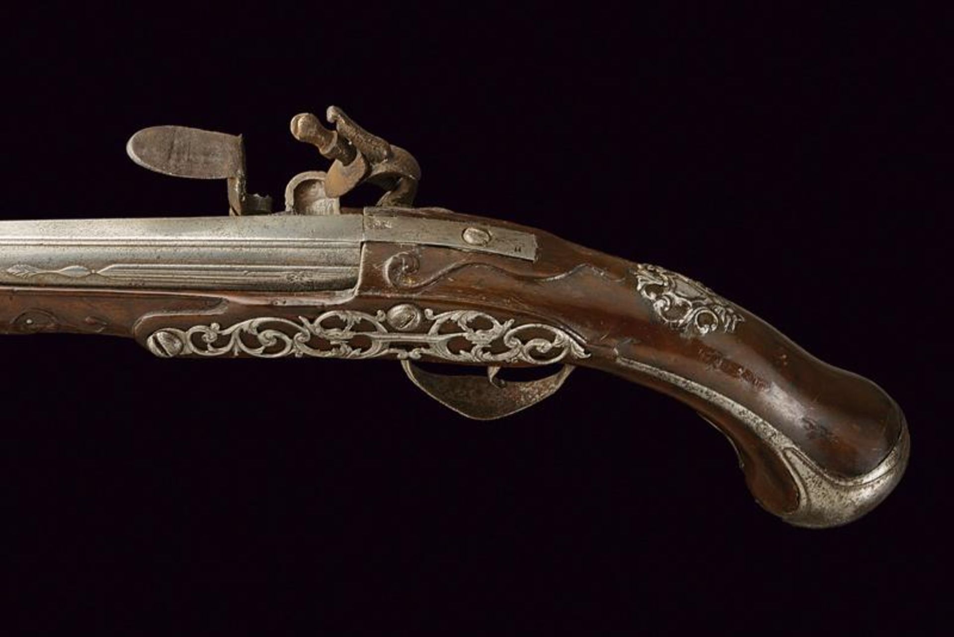 A rare and interesting flintlock pistol of the Magazin Royal signed Thomas - Bild 4 aus 8