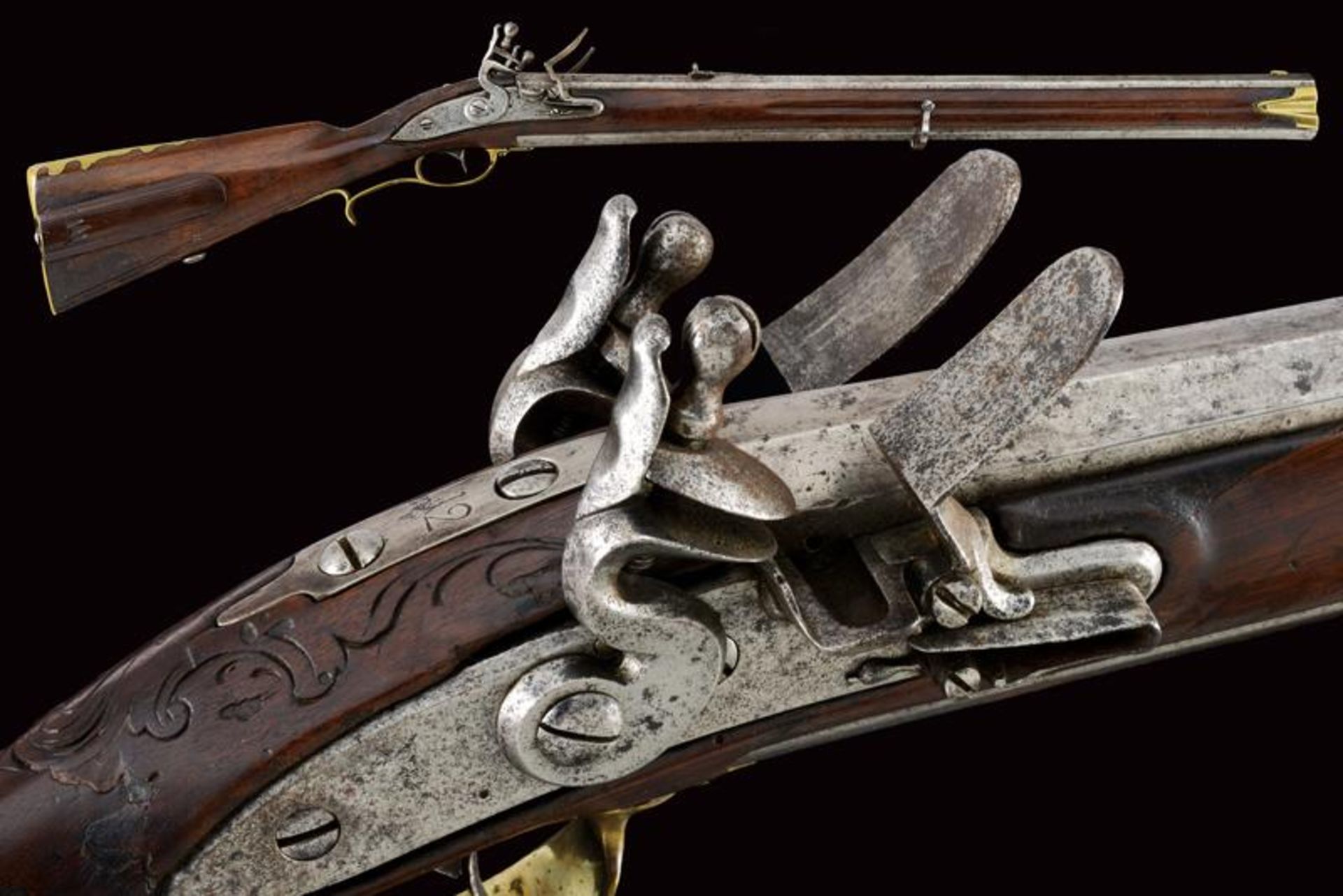 A rare 1768 model flintlock 'Doppelstutzen'