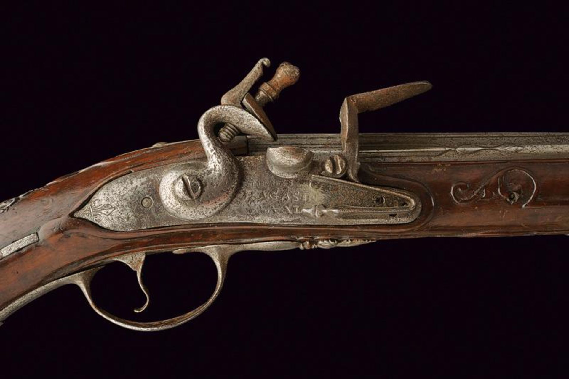 A rare and interesting flintlock pistol of the Magazin Royal signed Thomas - Bild 2 aus 8