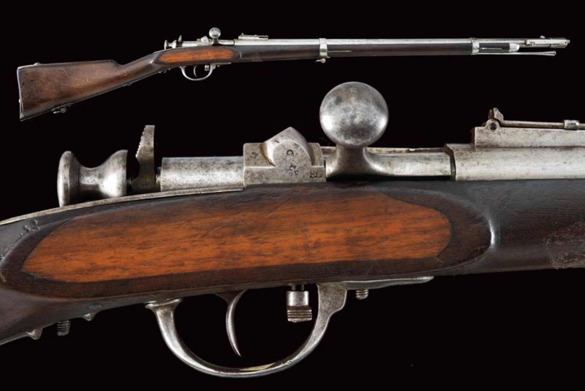 A rare 1856 model 'Bersaglieri' carbine converted to Carcano needlefire system