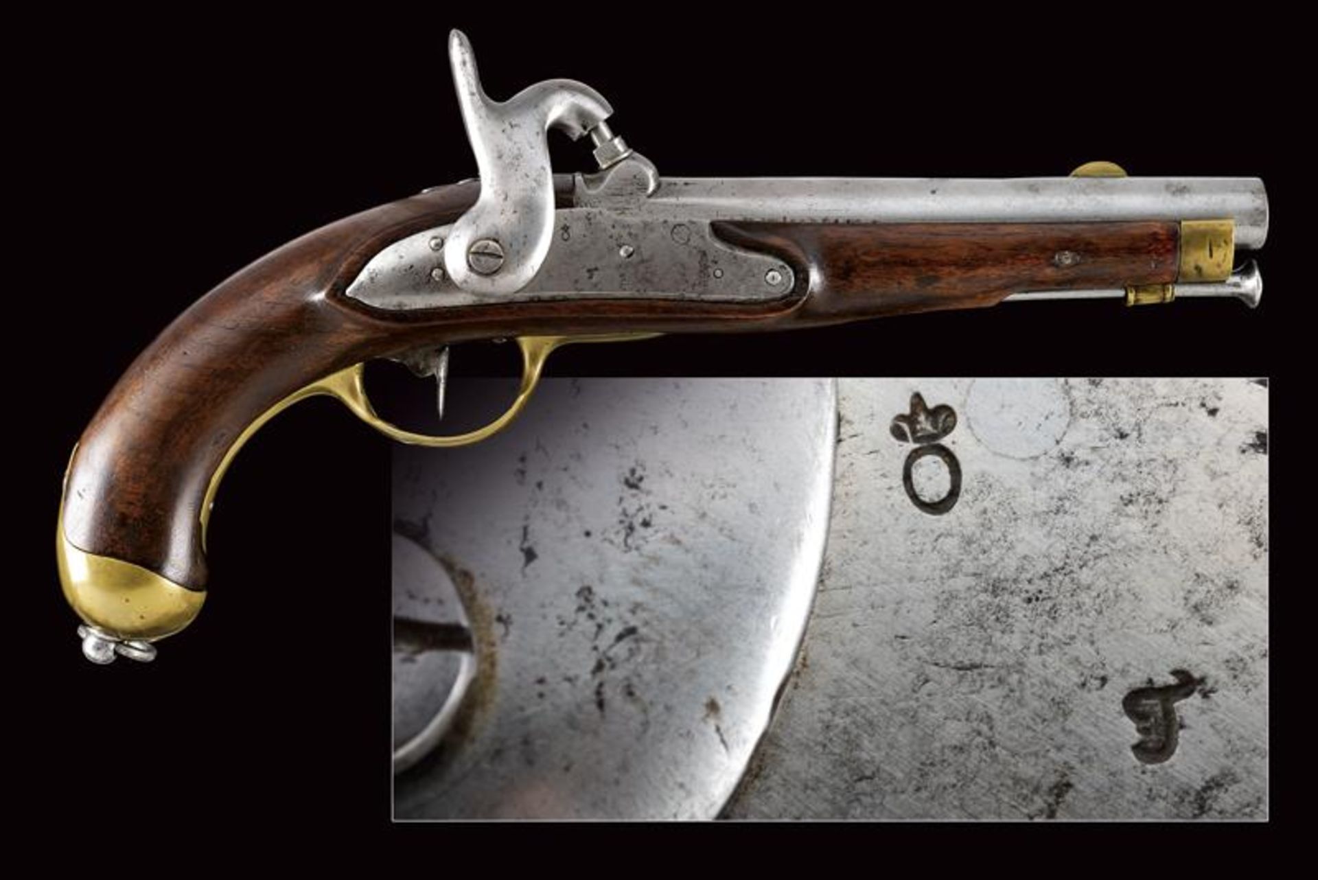An 1839 Mod. gendarmerie trooper's pistol converted to percussion