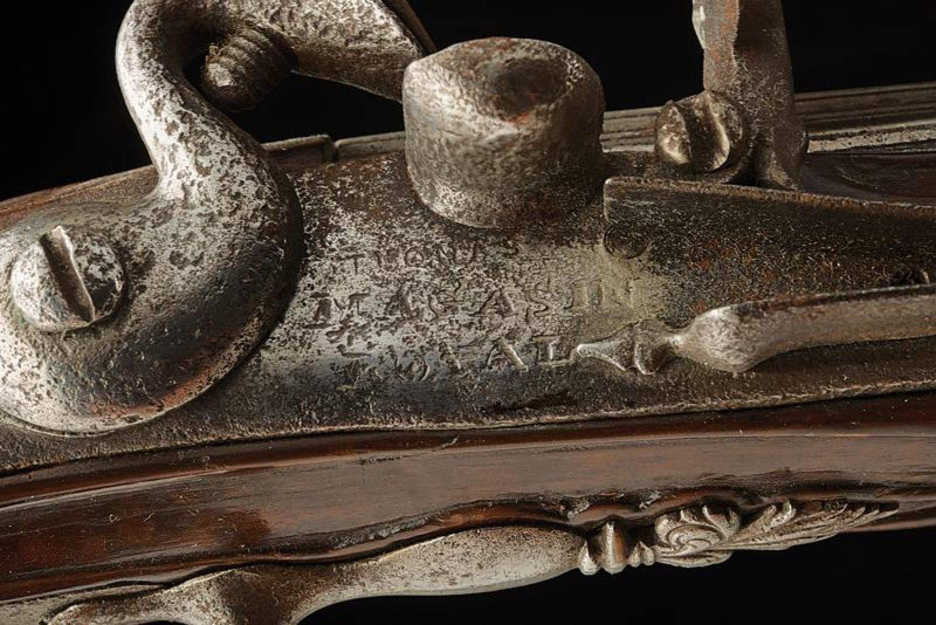 A rare and interesting flintlock pistol of the Magazin Royal signed Thomas - Bild 3 aus 8