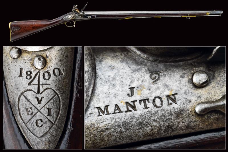 A rare flintlock gun by J. Manton
