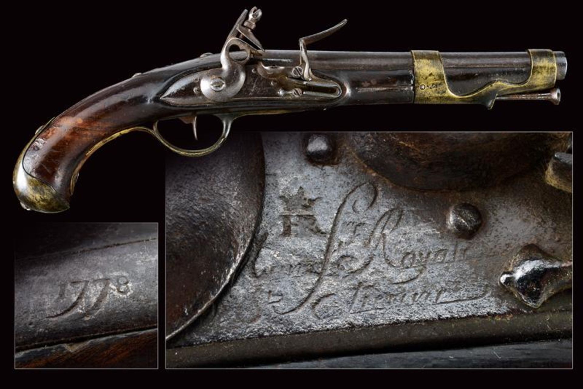 A rare 1778 model dragoon's flintlock pistol