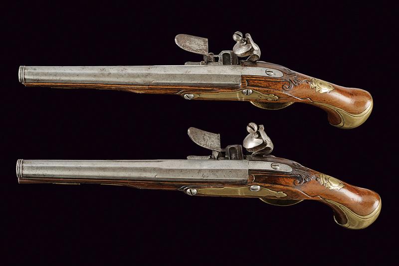 A rare 1733 pattern pair of flintlock 'Maréchaussée' officer's pistol - Image 3 of 5