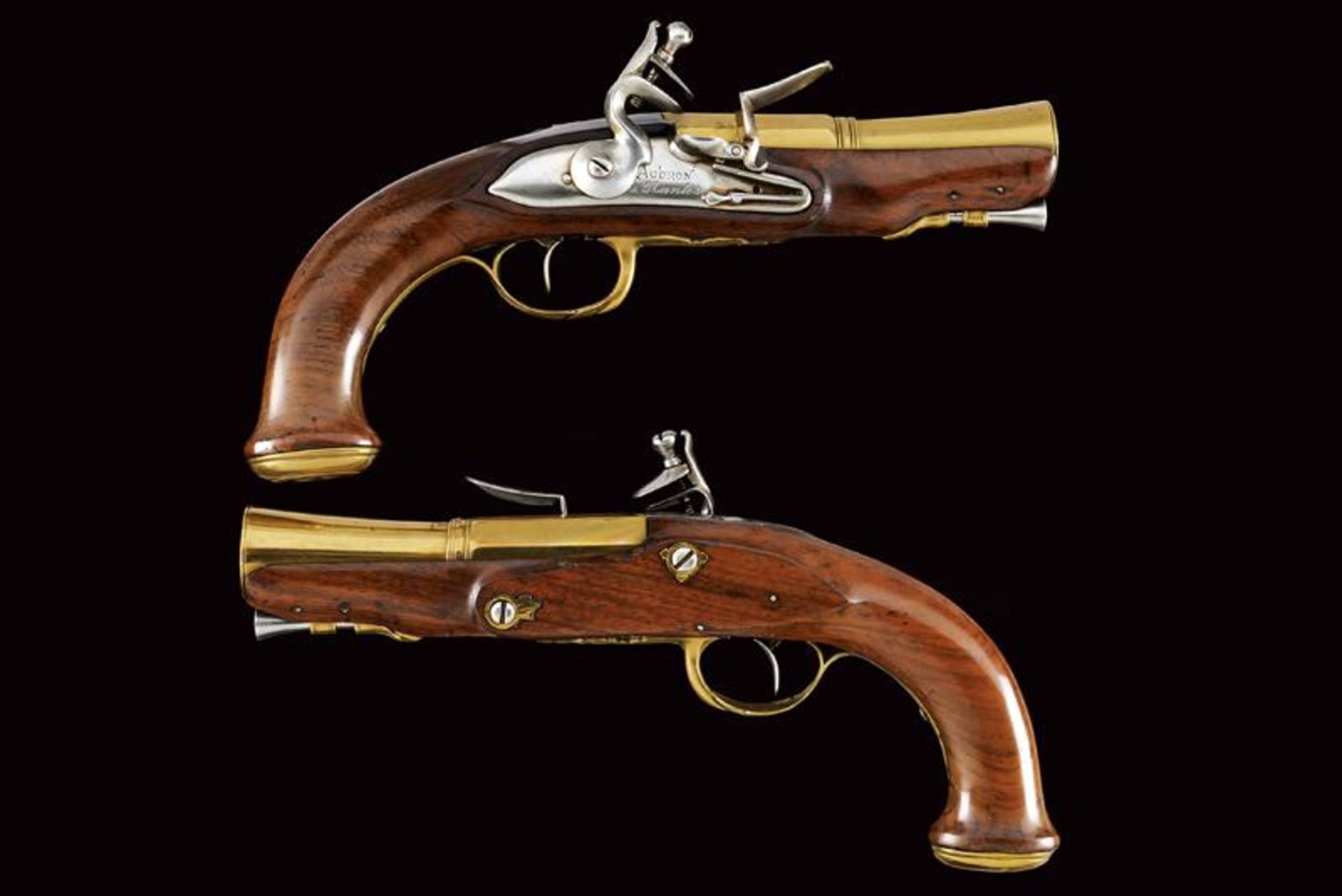A pair of blunderbuss flintlock pistol for a naval officer