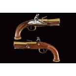 A pair of blunderbuss flintlock pistol for a naval officer