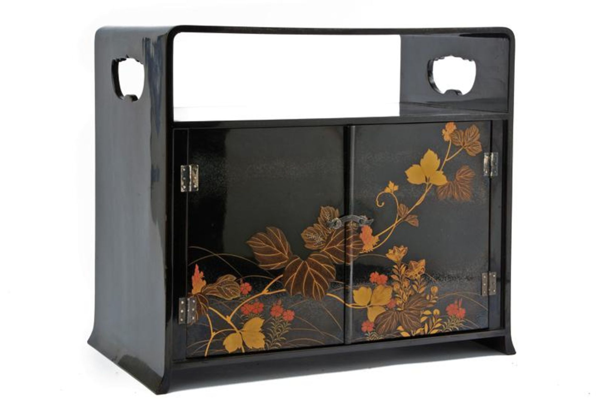A gold-lacquered Makie Japanese small cabinet