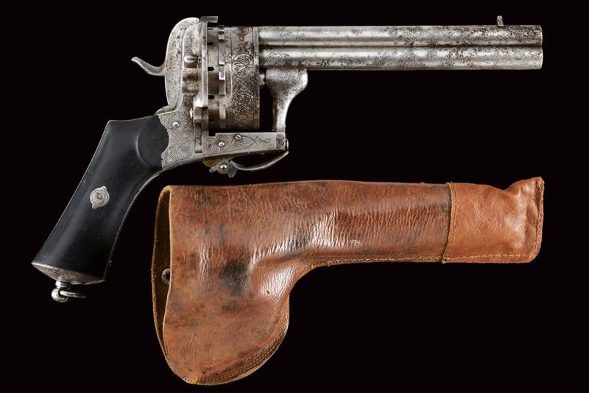 A rare eighteen-shot Lefaucheux pin-fire revolver