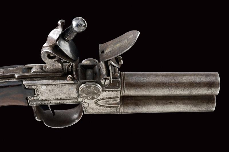 An over-and under-barreled flintlock pocket pistol - Image 3 of 4