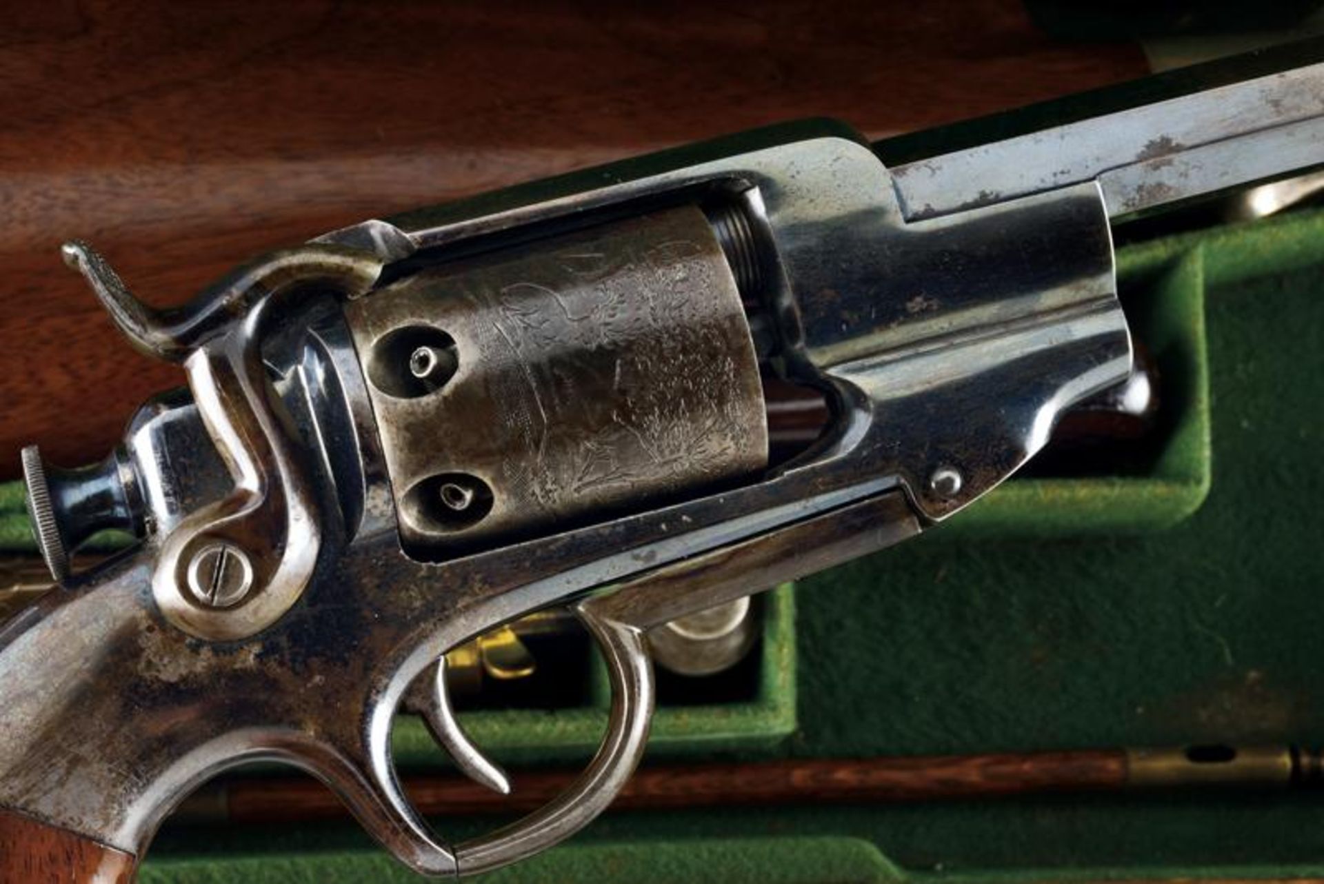 An interesting and rare cased Allen & Wheelock Sidehammer Navy Revolver with shoulder stock - Bild 10 aus 16