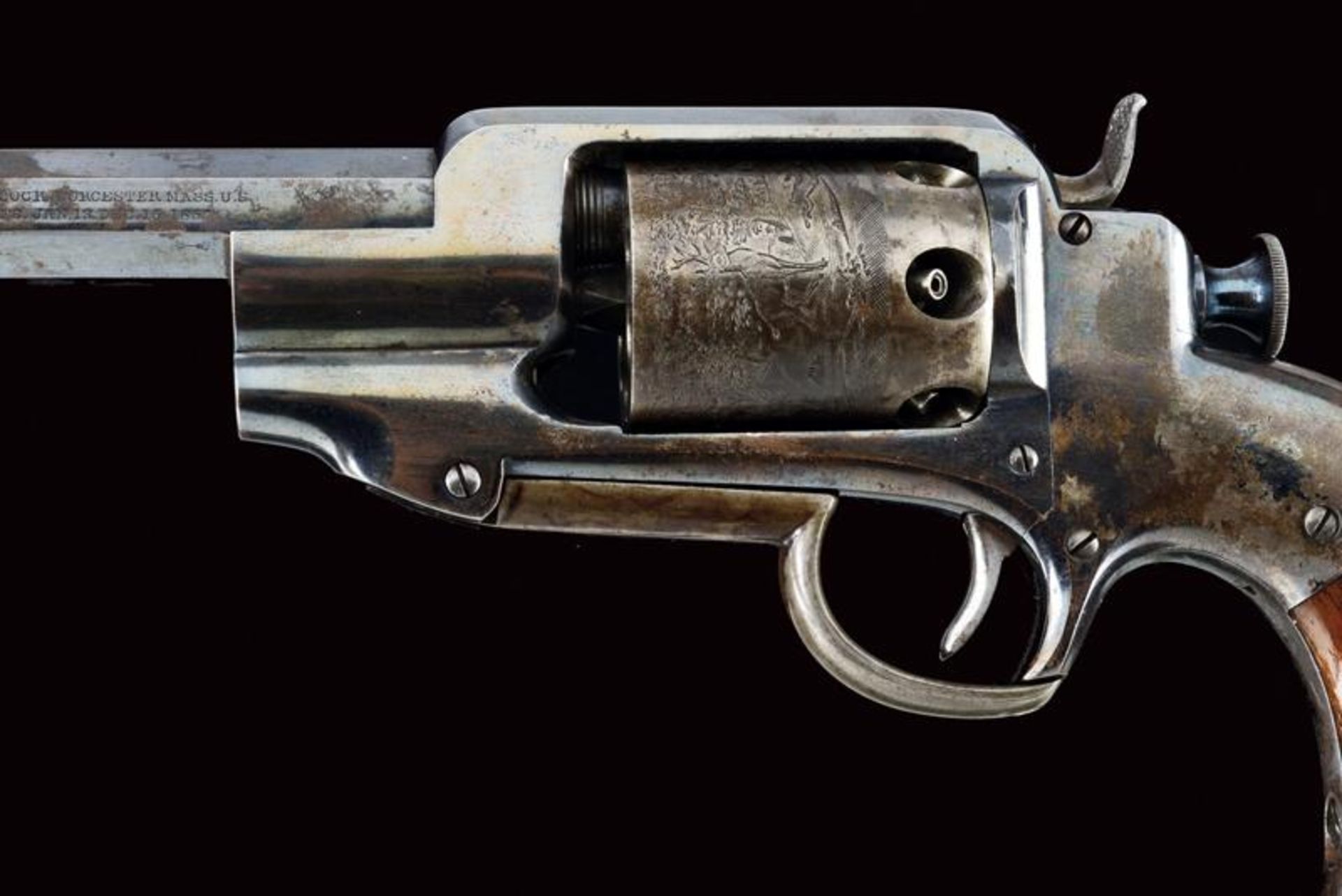 An interesting and rare cased Allen & Wheelock Sidehammer Navy Revolver with shoulder stock - Bild 7 aus 16