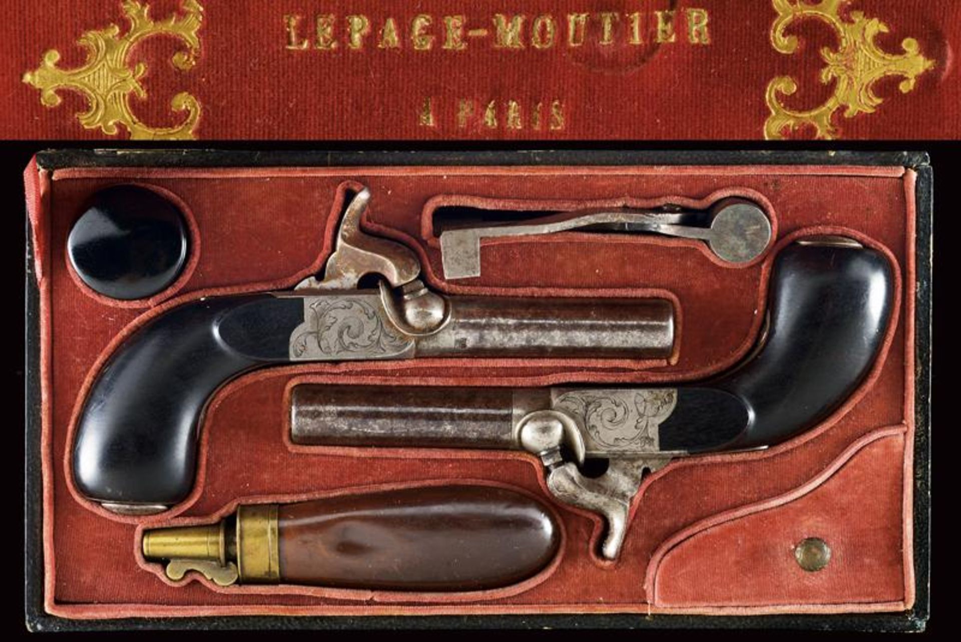 A cased pair of percussion pocket pistols by Lepage-Moutier