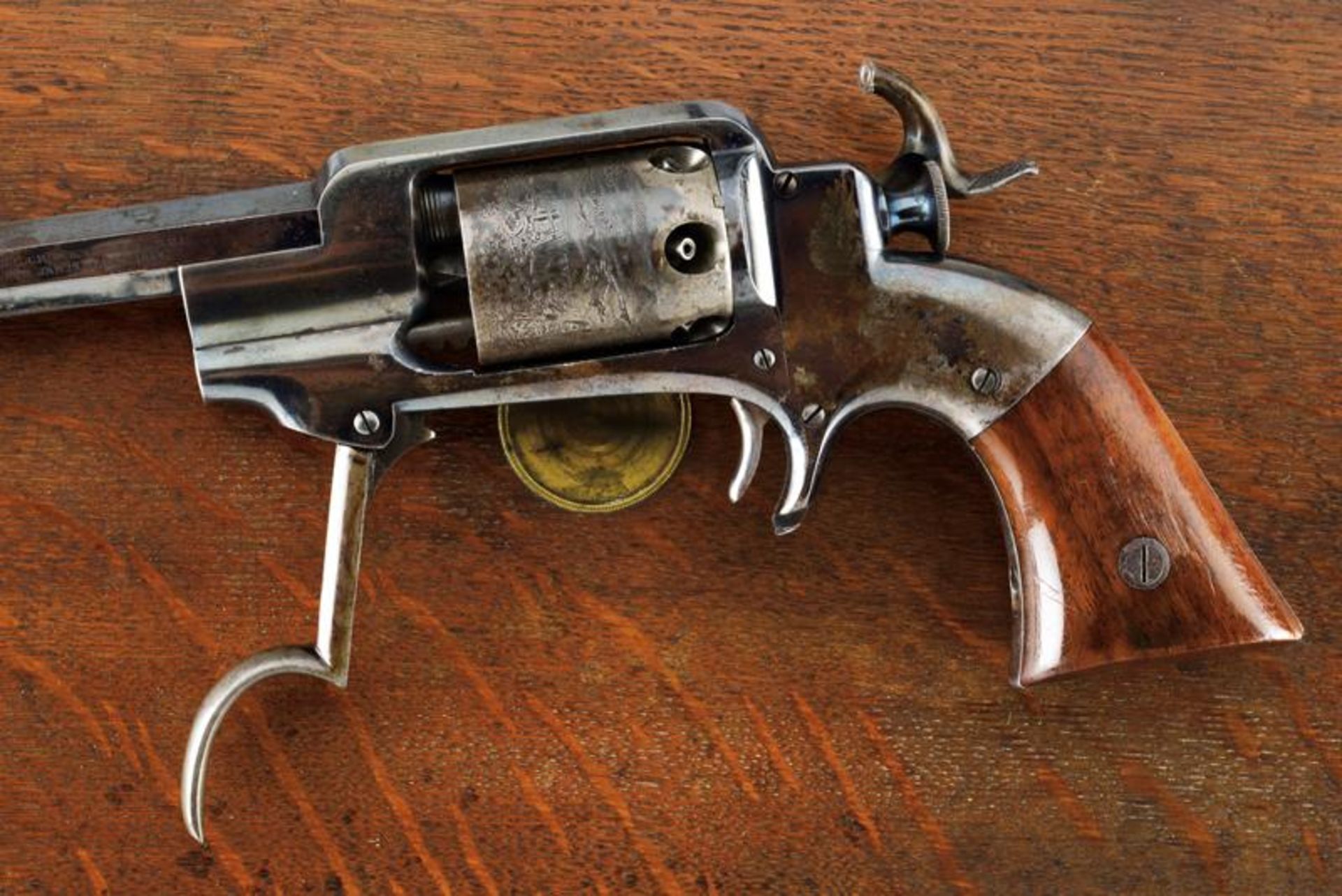 An interesting and rare cased Allen & Wheelock Sidehammer Navy Revolver with shoulder stock - Bild 11 aus 16