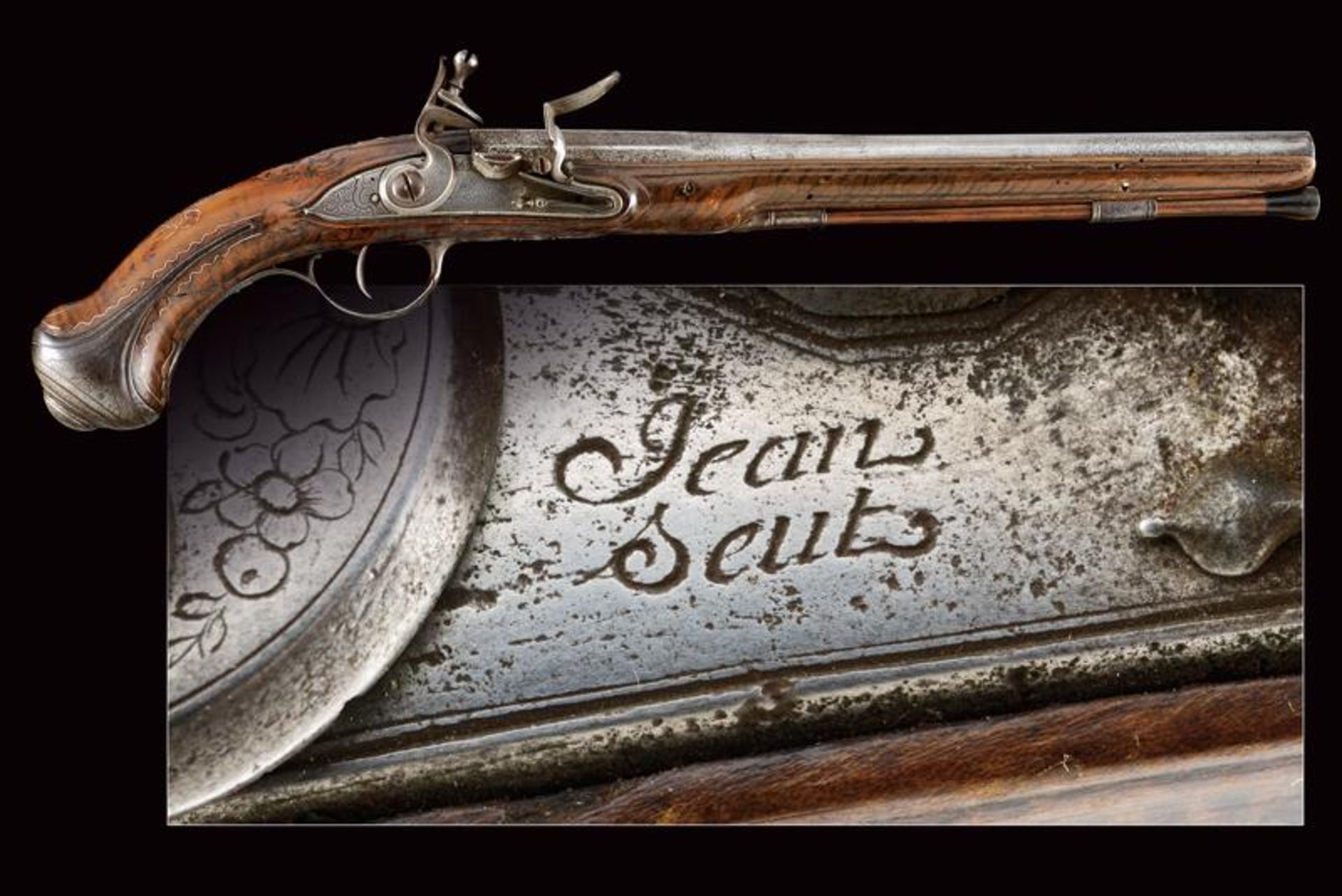 A flintlock pistol by Jean Seuts (Seux)